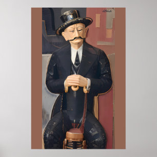 Poster Homem sentado apoiado em uma bengala
