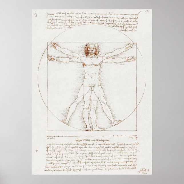 Poster Homem Vitruviano de Da Vinci (Frente)