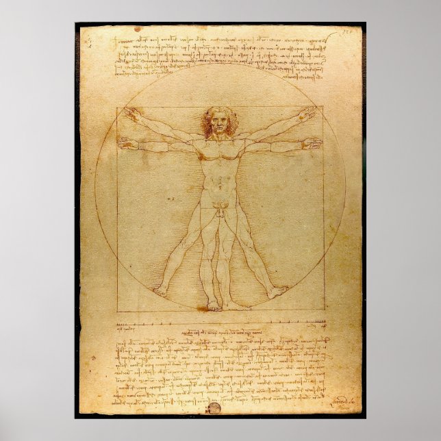 Poster Homem Vitruviano por Leonardo da Vinci (Frente)