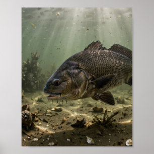 Poster Homen da Flórida Black Drum Bay Oyster Bar Peixe C