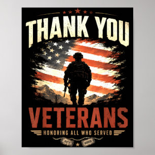 Poster Homenageando Quem Serviu Obrigado Dia dos Veterano
