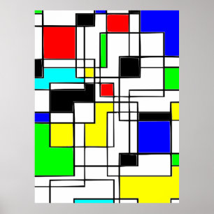 Poster Homenagem Aleatória aos quadrados a Mondrian