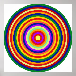 Poster Homenagem de Arte Op a Círculos Concentrados Multi
