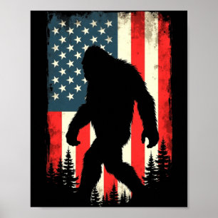 Poster Homens bigfoot bandeira dos eua patriótico quatro