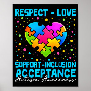 Poster Homens Conscientização do Autismo Suporte Amor Cor