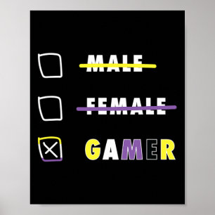 Poster Homens Divertido Não Binário Jogador En