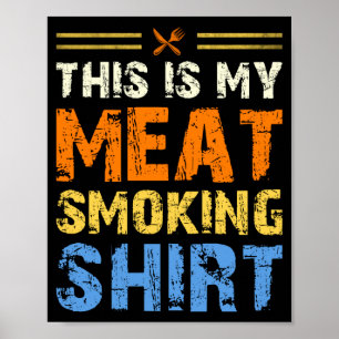 Poster Homens divertidos churrasco carne este é carne fum