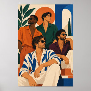 Poster Homens Elegantes em Arte de Parede de Moda Moderna