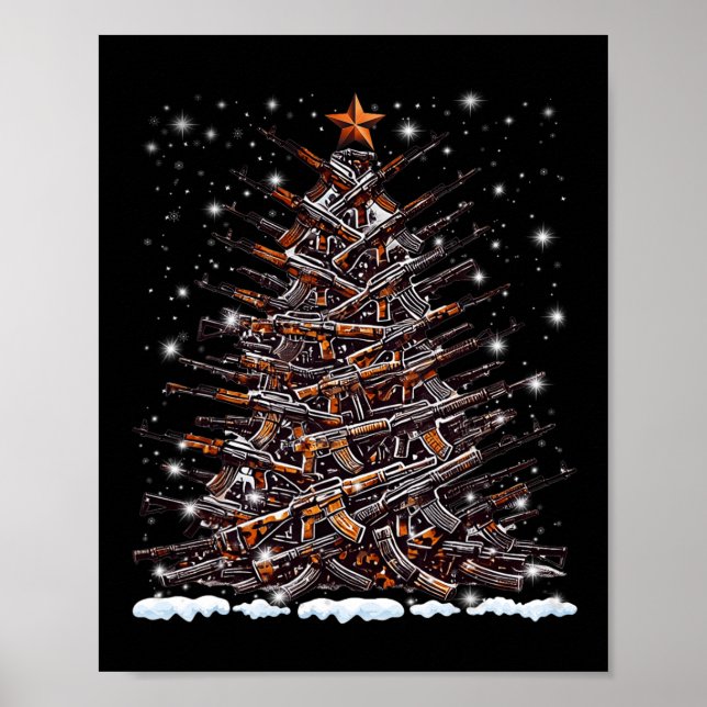 Poster Homens Engraçados Da Árvore De Natal 2024 Para Gun (Frente)
