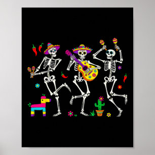 Poster Homens Engraçados Esqueletos Dançando Guitarra Pin