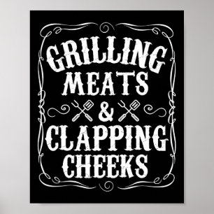 Poster Homens Grelhando Carnes E Bate Palmas De Bochechas