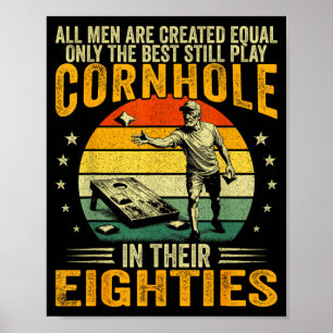 Poster Homens idosos jogam cornhole nos anos 80 divertido