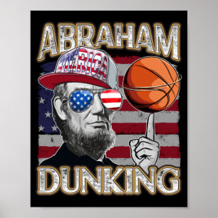 Poster Homens lincoln abraham dunking basquete patriótico