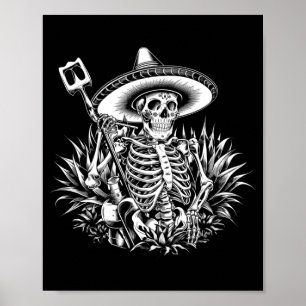 Poster Homens México Vintage Esqueleto Dia De Los Muertos