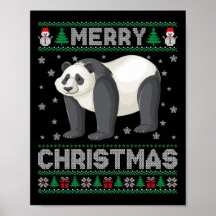 Poster Homens Panda Mulheres Crianças Suéter De Natal Fei