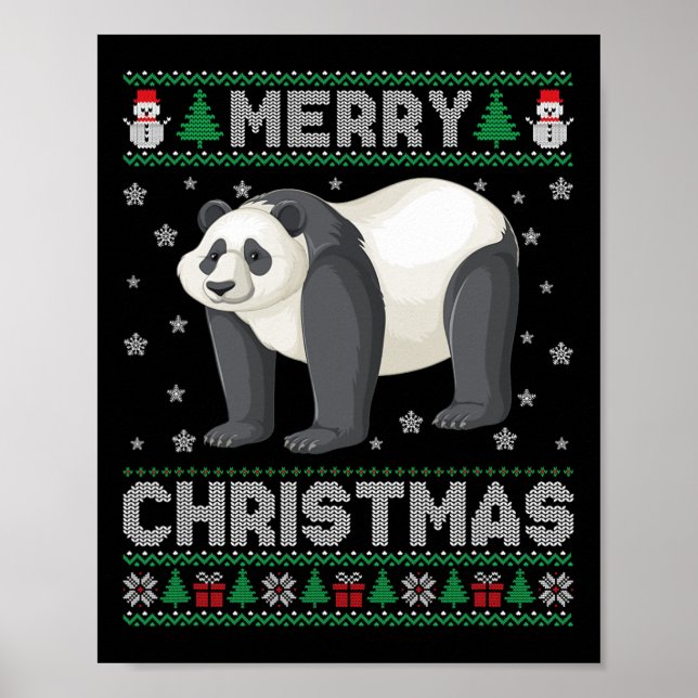 Poster Homens Panda Mulheres Crianças Suéter De Natal Fei (Frente)