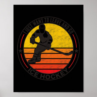 Poster Homens Retro Vintage Hóquei no Gelo Engraçado Joga