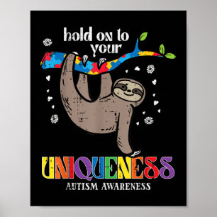 Poster Homens Sloth Autism Sensibilizam-Se Com Uniquidade