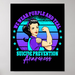 Poster Homens Usam Roxo E Azul Claro Prevenção ao Suicídi