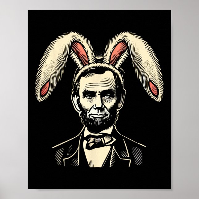 Poster Homens Vintage Páscoa Coelhinha Abraham Lin (Frente)