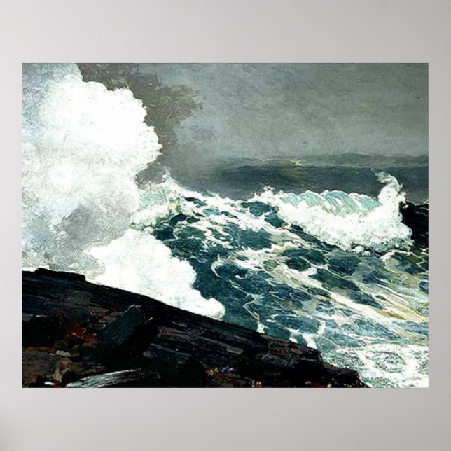 Poster Homer - Noreaster, pintura de arte, (Frente)