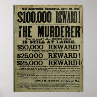 Pôster Homicídio de John Wilkes Booth Lincoln