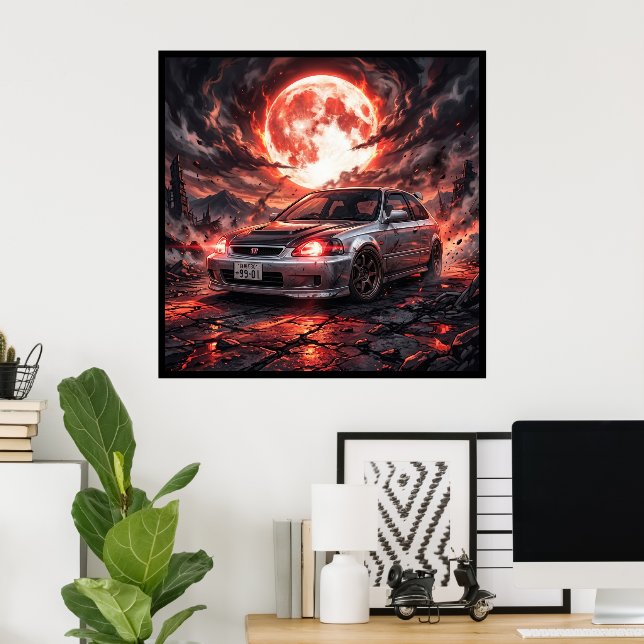 Poster Honda Civic EK9 SiR para uma Lua Carmesim (Escritório em casa)