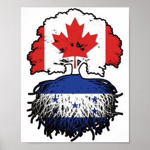 Poster Honduras Hondurenho Canadense Tree Roots Flag