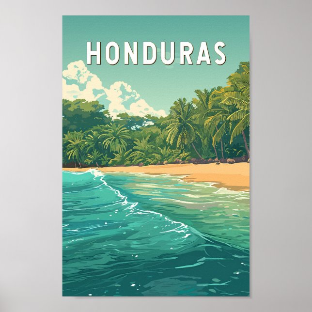 Poster Honduras Illustration Travel Art Vintage (Frente)