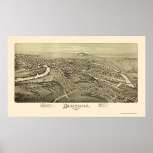 Poster Honesdale, mapa panorâmico do PA - 1890