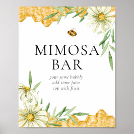 Poster Honey Bee Bridal Mimosa Bar Drink Station Sign