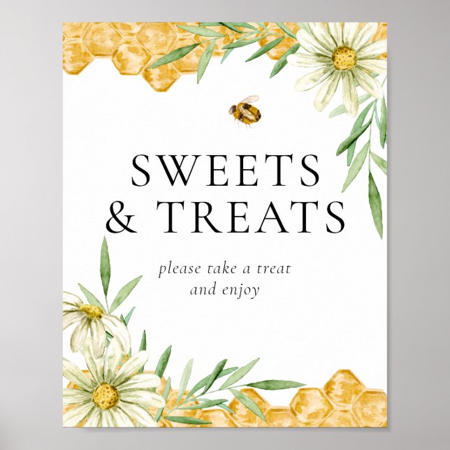 Poster Honey Bee Bridal Shower Sweets & Treats Table Sign (Frente)