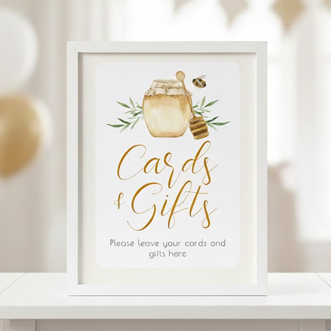 Poster Honey Bee Cards And Gift Baby Shower Table Sign (Criador carregado)