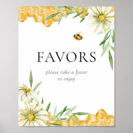 Poster Honey Bee Floral Bridal Shower Favors Sign