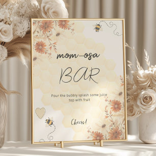 Poster Honey Boho Wildflower Chá de fraldas Mamãe-osa Bar