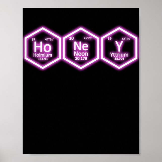 Poster Honey Neon Element Periódico de Mesas (Frente)