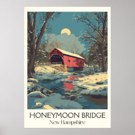 Poster Honeymoon Bridge NH Winter Scene