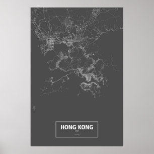 Pôster Hong Kong, China (branca no preto)
