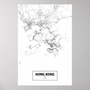 Pôster Hong Kong, China (preto no branco)