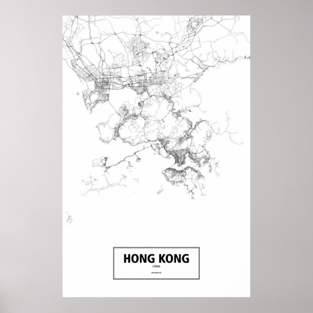 Pôster Hong Kong, China (preto no branco) (Frente)