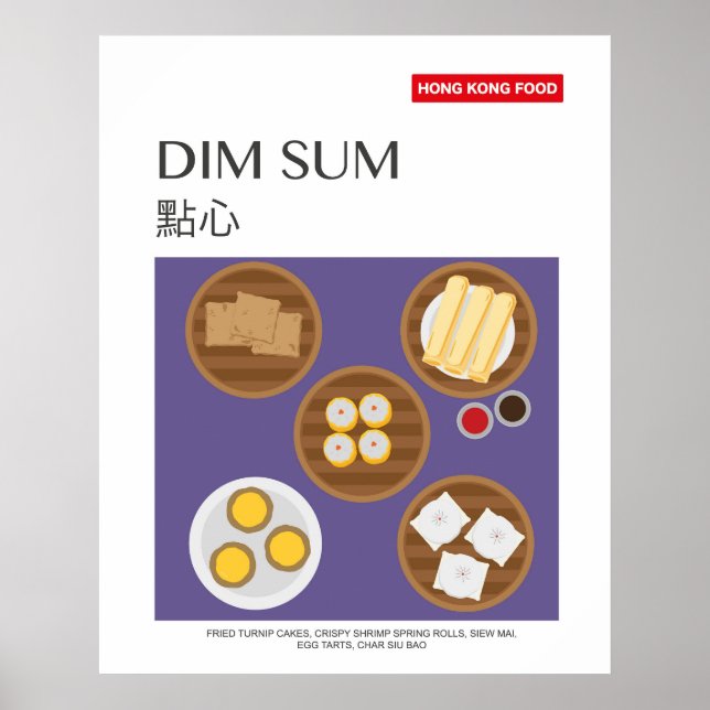 Poster Hong Kong Dim Sum Comida Art (Frente)