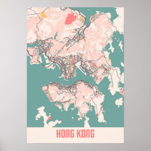 Poster Hong Kong - Hong Kong Chalk City Map