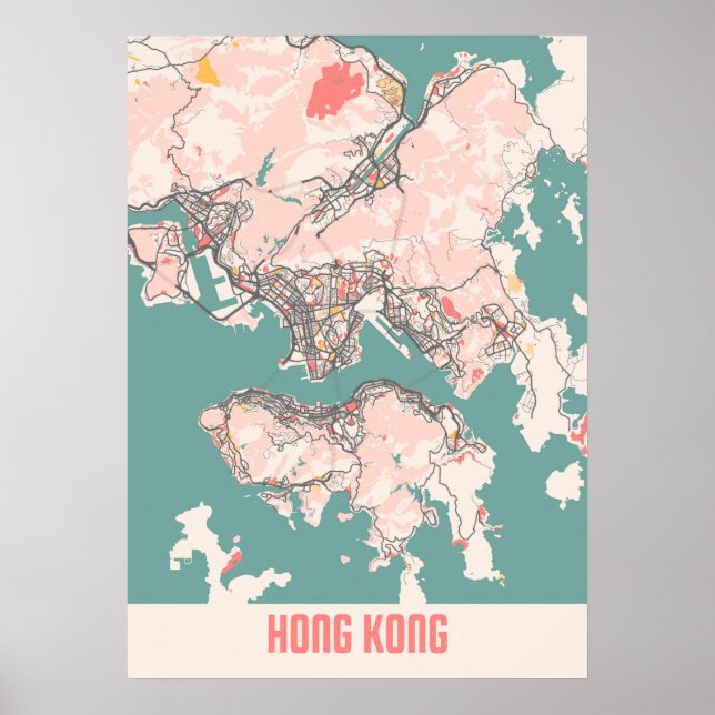 Poster Hong Kong - Hong Kong Chalk City Map (Frente)