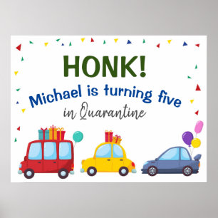 Poster Honk! É minha Festa de aniversário Drive by Sign
