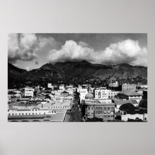 Poster Honolulu, HA - vista da cidade Aloha da torre