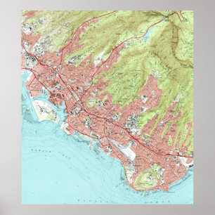 Poster Honolulu Havaí Mapa (1983)