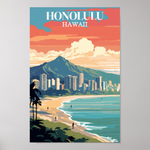 Poster Honolulu, Havaí: Viagem Vintage