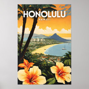 Poster Honolulu Hawaii Nostalgic Viagem