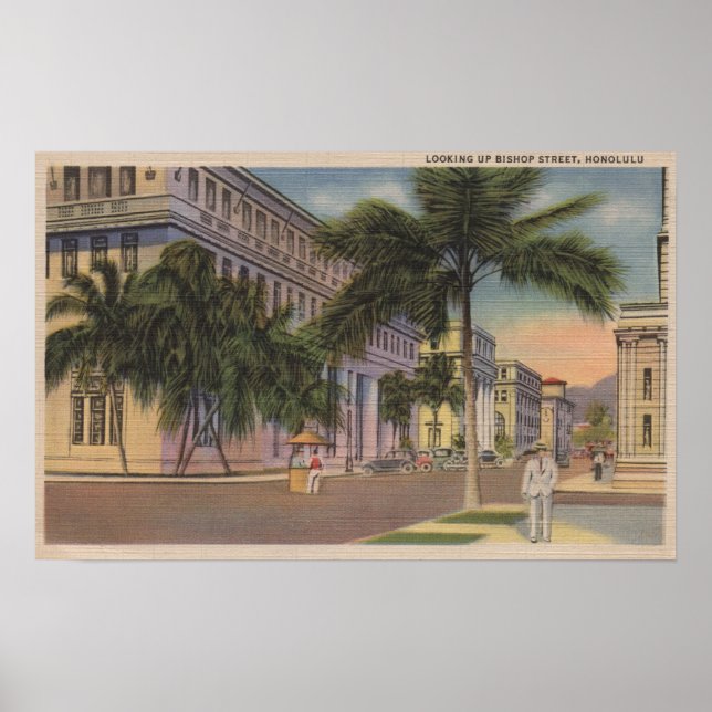Pôster Honolulu, HIV da Rua Bishop.Honolulu, HI (Frente)