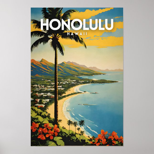 Poster Honolulu Nostalgic Viagem (Frente)